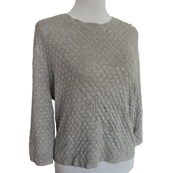 Twik Exclusive Simons Petite Gray Textured Sweater sz PS - Picture 1 of 12
